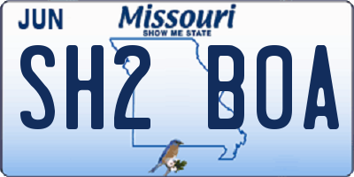 MO license plate SH2B0A