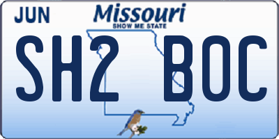 MO license plate SH2B0C