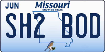 MO license plate SH2B0D