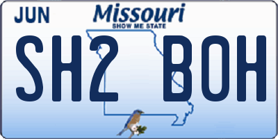 MO license plate SH2B0H
