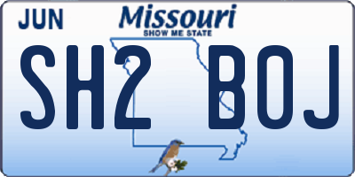 MO license plate SH2B0J