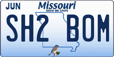 MO license plate SH2B0M