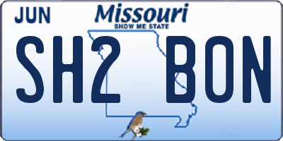 MO license plate SH2B0N