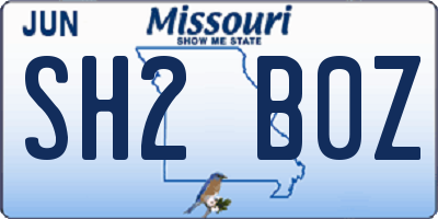 MO license plate SH2B0Z
