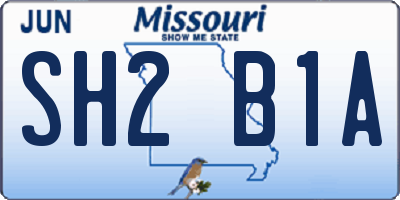 MO license plate SH2B1A