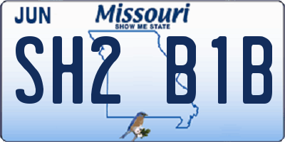 MO license plate SH2B1B