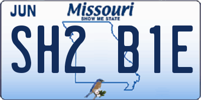 MO license plate SH2B1E
