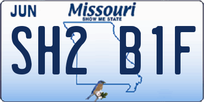 MO license plate SH2B1F