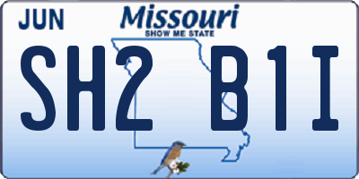 MO license plate SH2B1I