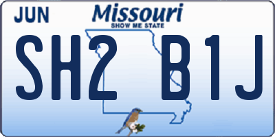 MO license plate SH2B1J