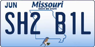 MO license plate SH2B1L