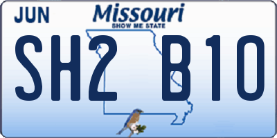 MO license plate SH2B1O