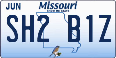 MO license plate SH2B1Z