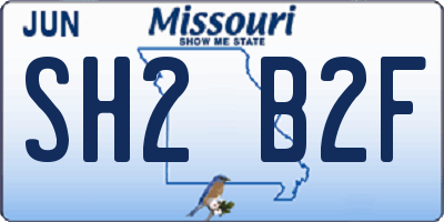 MO license plate SH2B2F