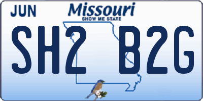MO license plate SH2B2G