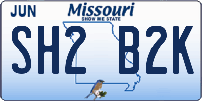 MO license plate SH2B2K