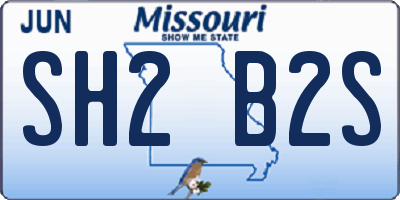 MO license plate SH2B2S