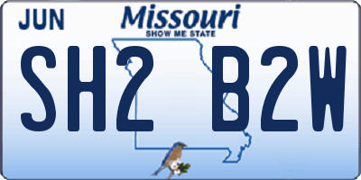 MO license plate SH2B2W