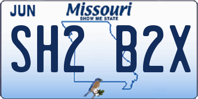 MO license plate SH2B2X
