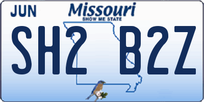 MO license plate SH2B2Z