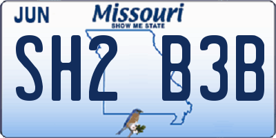 MO license plate SH2B3B