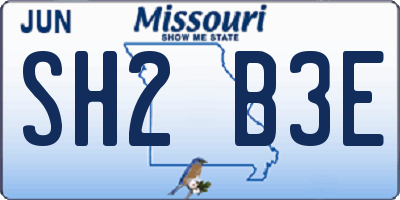 MO license plate SH2B3E