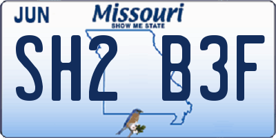 MO license plate SH2B3F
