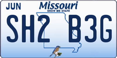 MO license plate SH2B3G