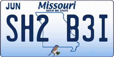 MO license plate SH2B3I