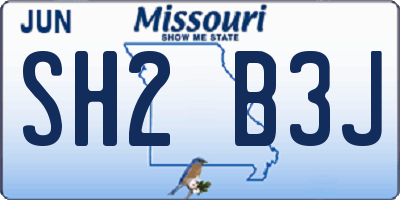 MO license plate SH2B3J