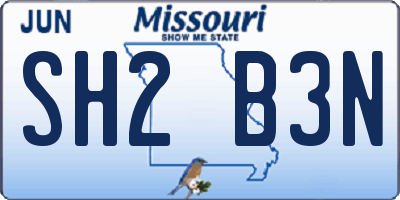 MO license plate SH2B3N