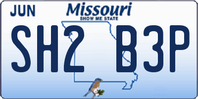 MO license plate SH2B3P