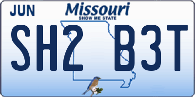 MO license plate SH2B3T