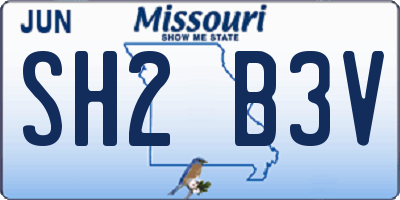 MO license plate SH2B3V