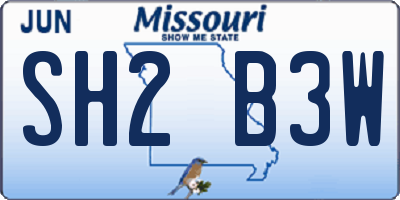 MO license plate SH2B3W
