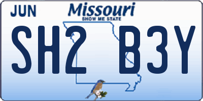 MO license plate SH2B3Y