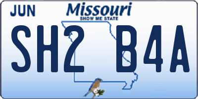 MO license plate SH2B4A