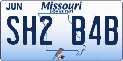MO license plate SH2B4B