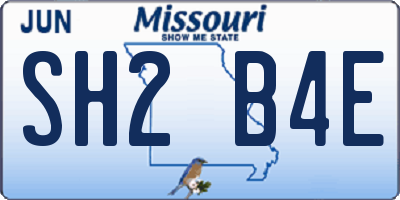 MO license plate SH2B4E