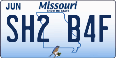 MO license plate SH2B4F