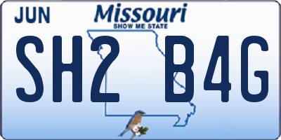MO license plate SH2B4G