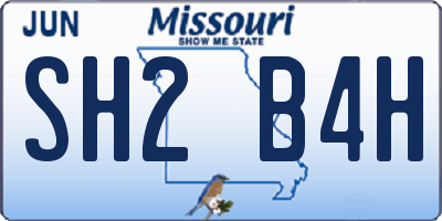 MO license plate SH2B4H