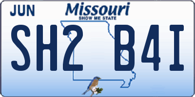 MO license plate SH2B4I