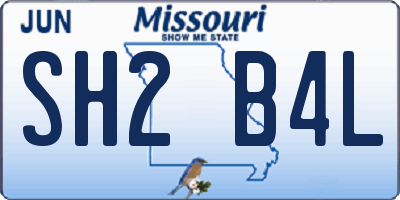 MO license plate SH2B4L