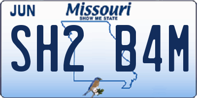 MO license plate SH2B4M