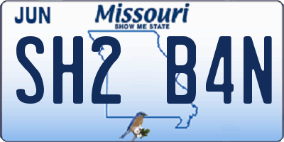 MO license plate SH2B4N