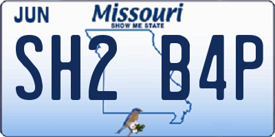 MO license plate SH2B4P