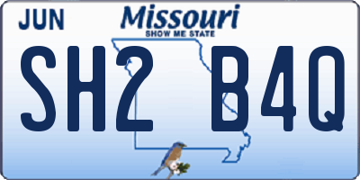 MO license plate SH2B4Q