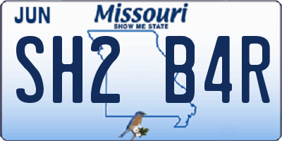MO license plate SH2B4R