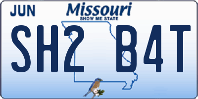 MO license plate SH2B4T